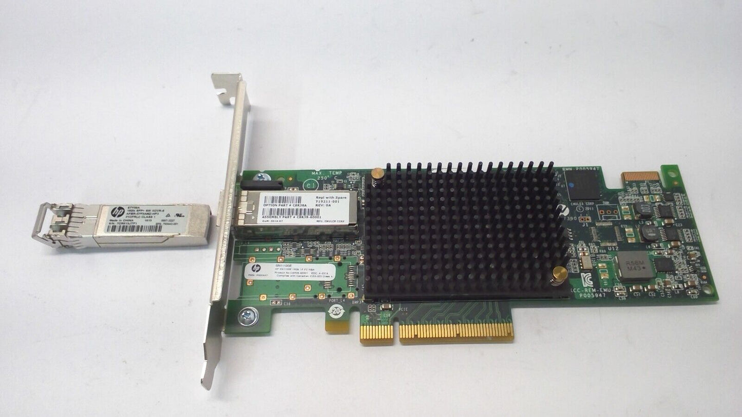 HPE SN1100E 16Gb Single Port PCIe NIC Fiber Channel HBA 719211-001 High Profile