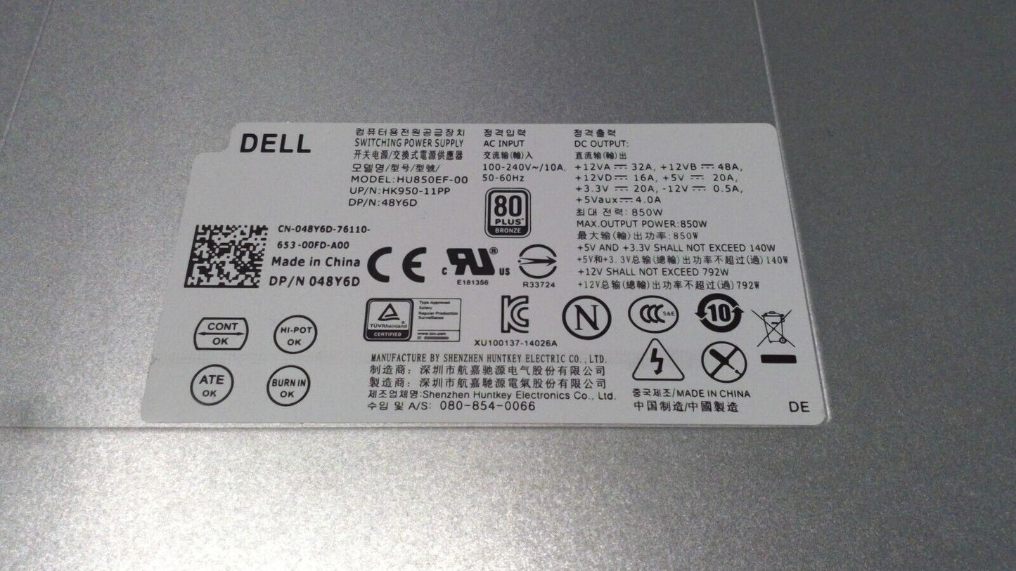 Dell 48Y6D N1WJD 850W PSU Power Supply for XPS Alienware Desktop HU850EF