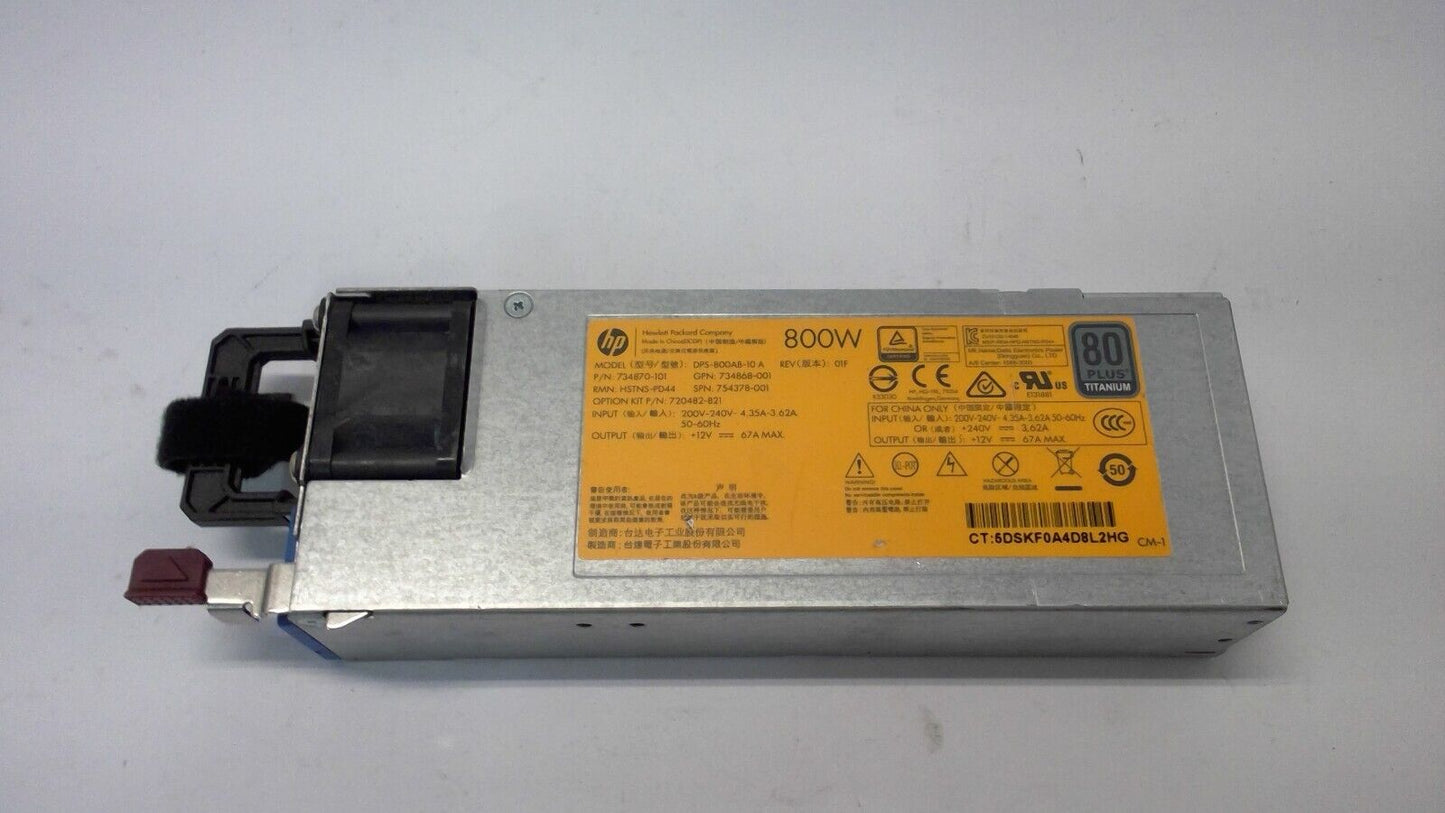 HP Power Supply 800W  754378-001 734870-101 DPS-800AB-10A Titanium Hot PSU