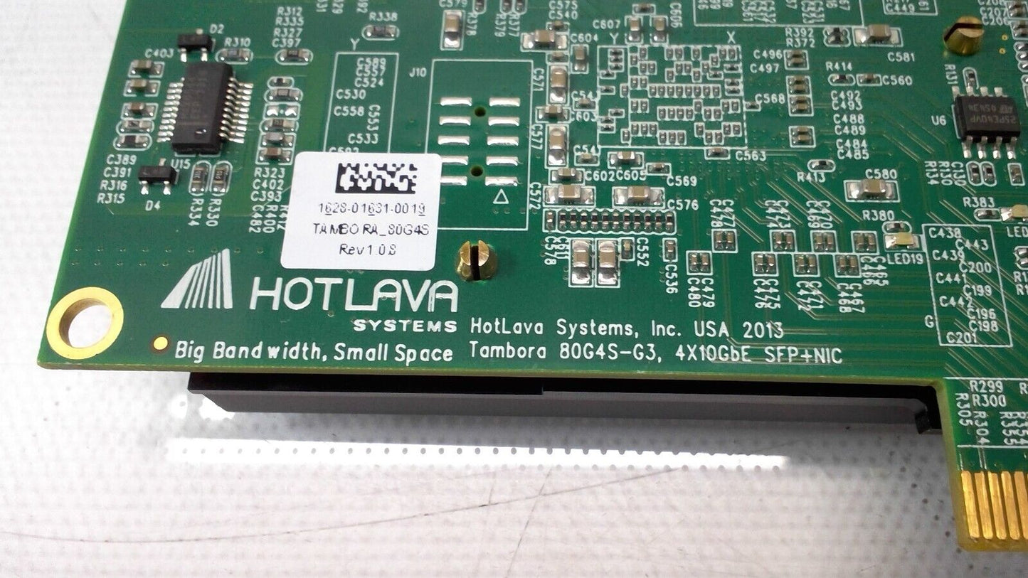 Hotlava Systems Tambora 80G4S-G3 Quad Port 10GbE SFP+ Adapter Card 4ST3830A1