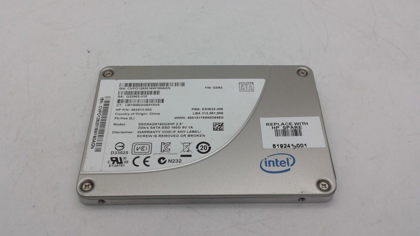 Intel 160GB 2.5" 3Gb SSD SATA Solid State Hard Drive SSDSA2M160G2HP