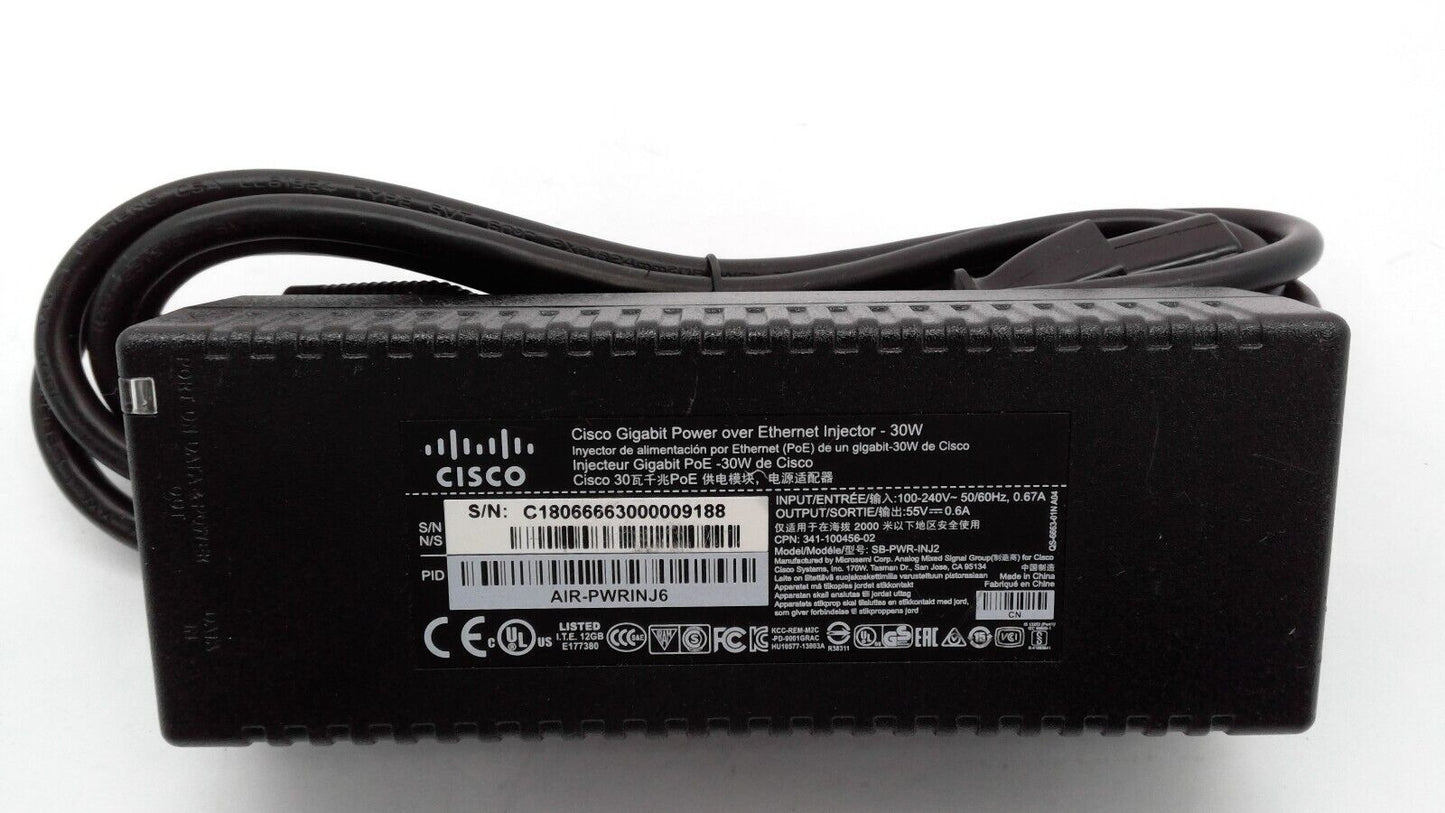 Cisco Power Injector 30W PoE 802.3at AIR-PWRINJ6 for Aironet Access Points /Cord