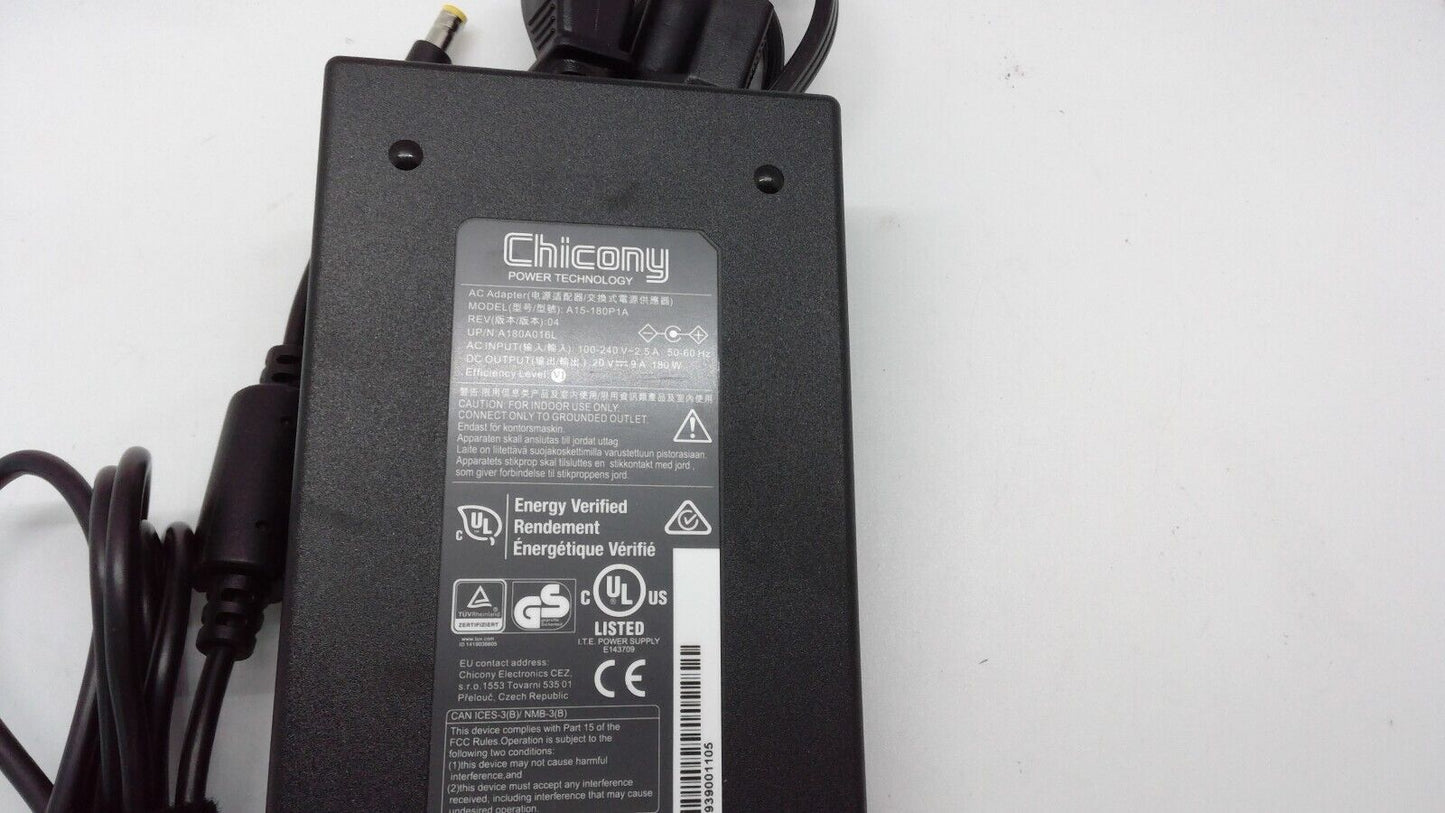 Genuine Chicony MSI Laptop Charger AC Adapter Yellow Tip A15-180P1A  20V 9A 180W