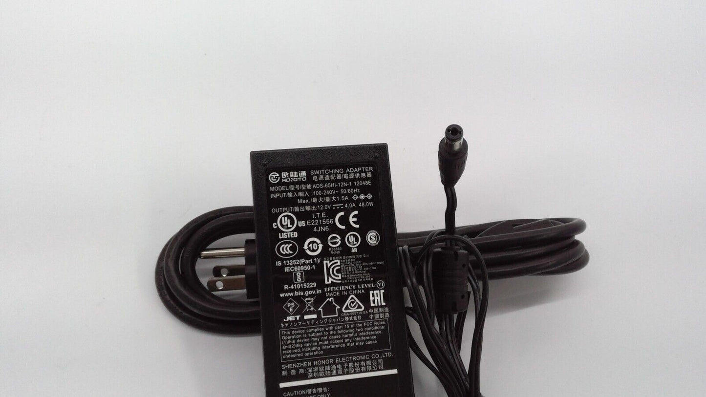 GENUINE HOOTO  ADS-65HI-12N-1 12V 4A 48W 100-240V 50/60Hz Recorder Power Adapter