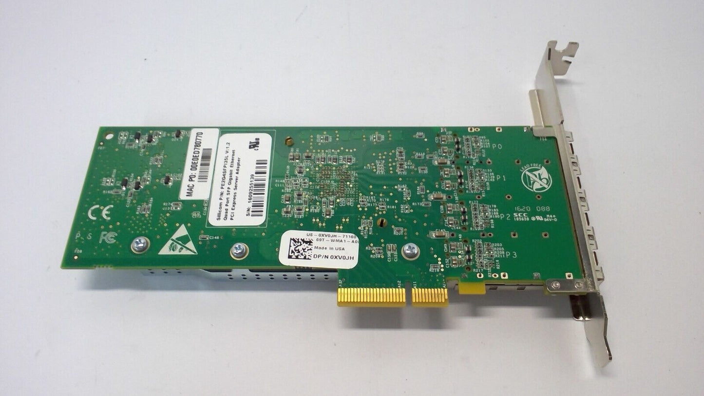 Dell XV0JH  Silicom PE2G4SFPI35I V1.2 Quad Port SFP Gigabit PCIe Adapter