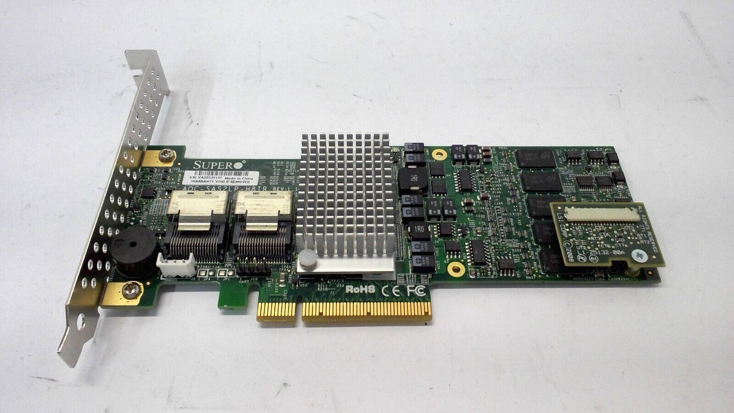 SuperMicro AOC-SAS2LP-H8IR RAID Ctrl w/L1-25132-00A interposer (Long bracket)