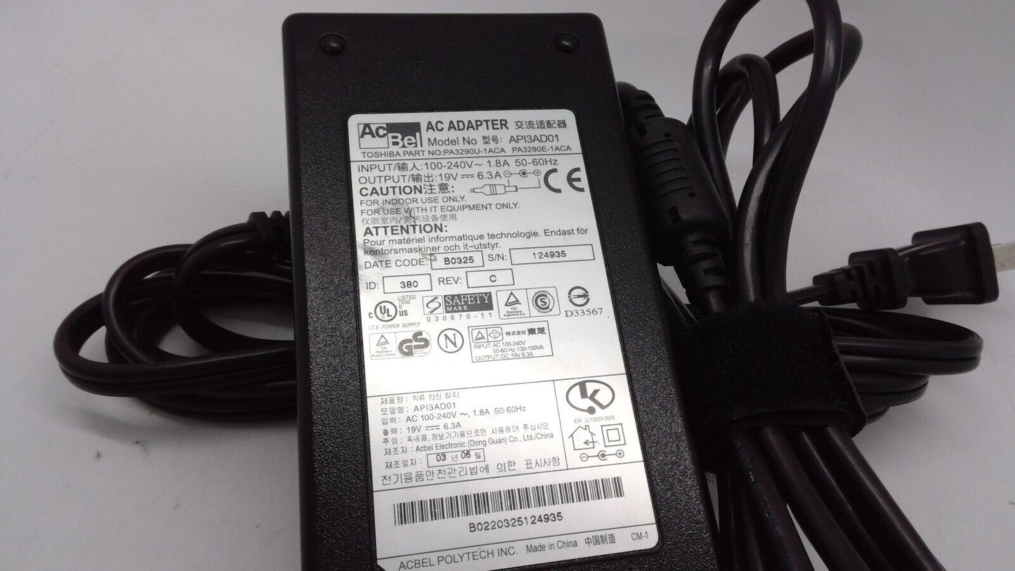 Original AcBel AC Adapter For Toshiba API3AD01 AP13AD01 Laptop Power Supply w/PC