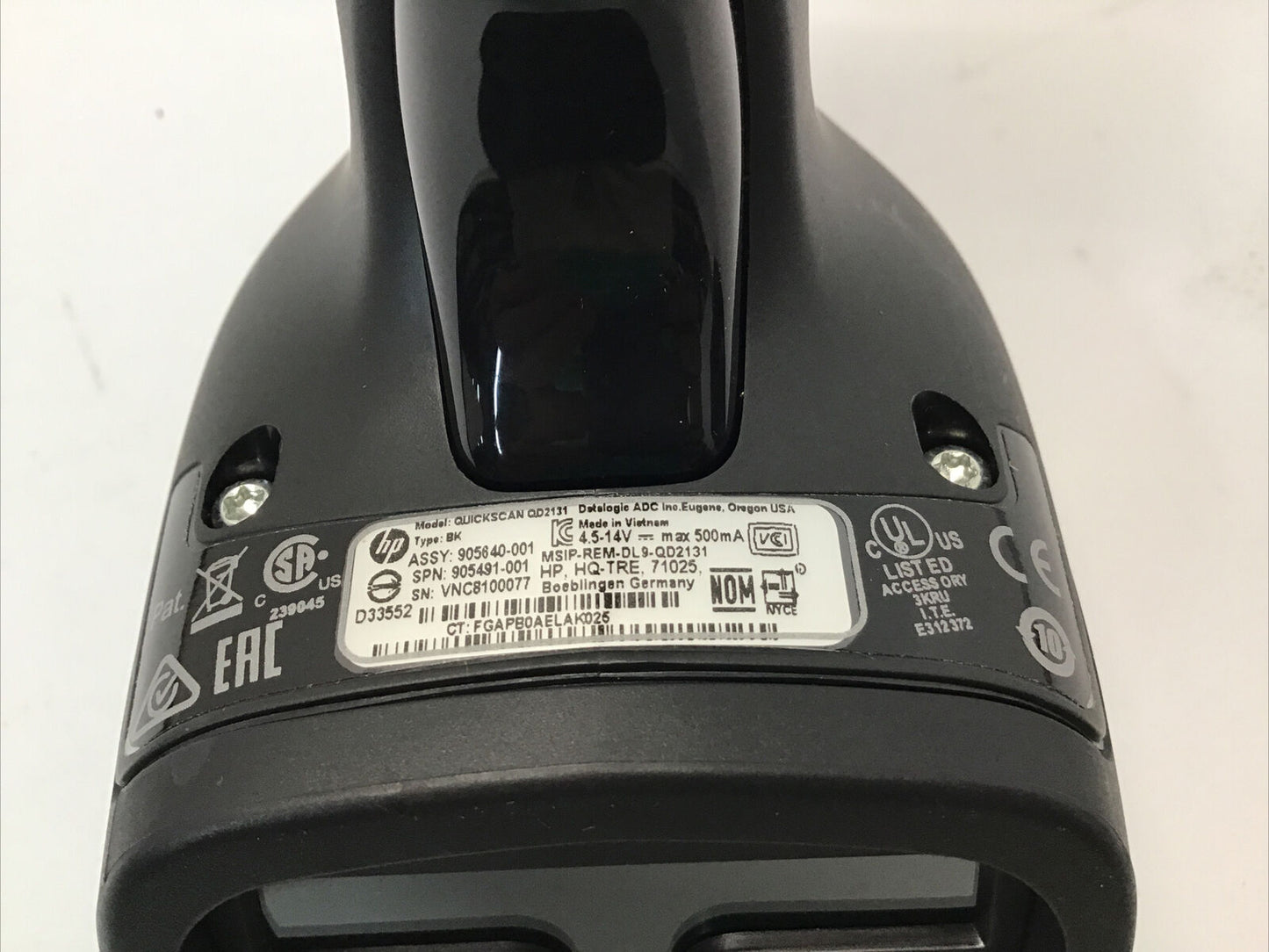 HP Scanning QuickScan QD2131 Handheld Barcode Scanner 1D w/ Cradle