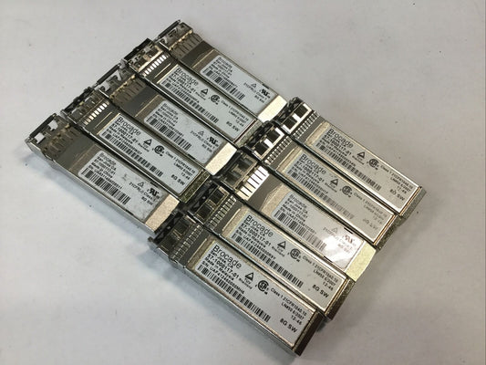 Lot of 10 - Brocade 57-1000117-01 8GB FC 850nm SW SFP+ Fiber Optic Transceiver