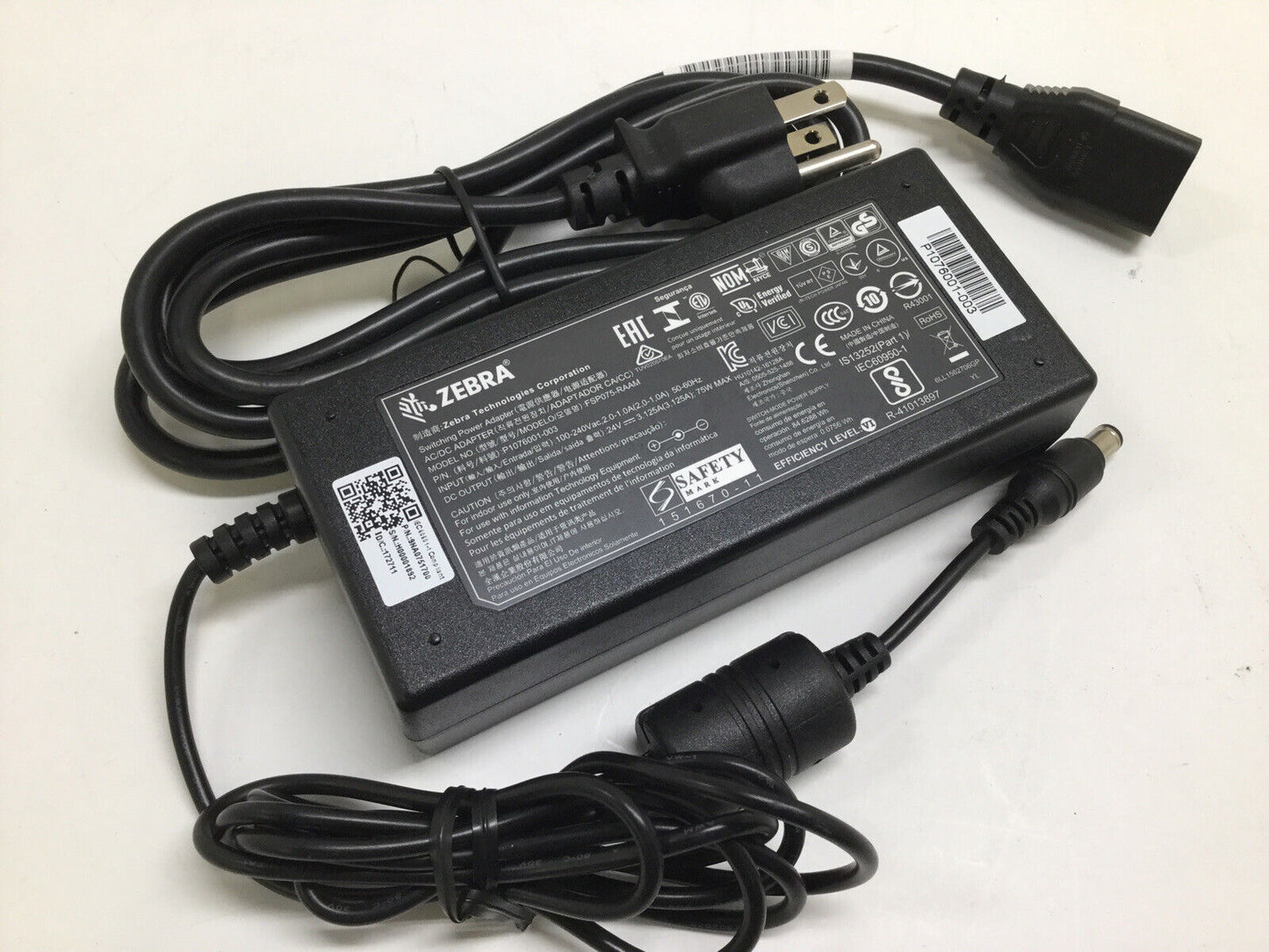 ZEBRA FSP075-RAAM P1076001-003 AC Adapter Power Supply 24V 3.125A 75W