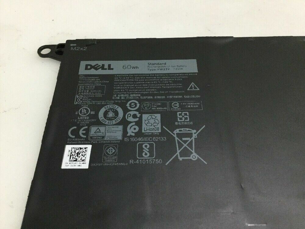 OEM Dell XPS 13 9360 13.3" Laptop Battery 7.6V 8085mAh 60Wh PW23Y TP1GT