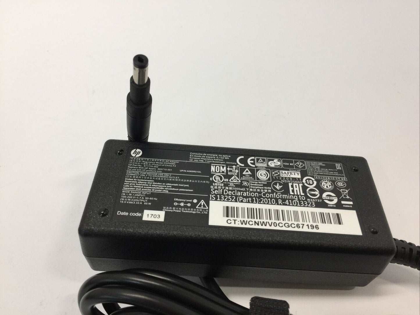 OEM HP 65W 677770-001 677770-002 613149-001 693715-001 AC Adapter w/Power Cord