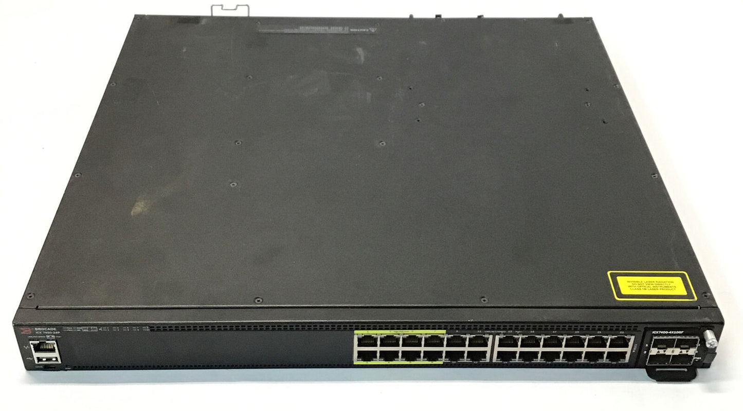 Brocade ICX7450-24P 24-Port Gigabit PoE+ Switch ICX7400-4X10GF, 2x 40GQ