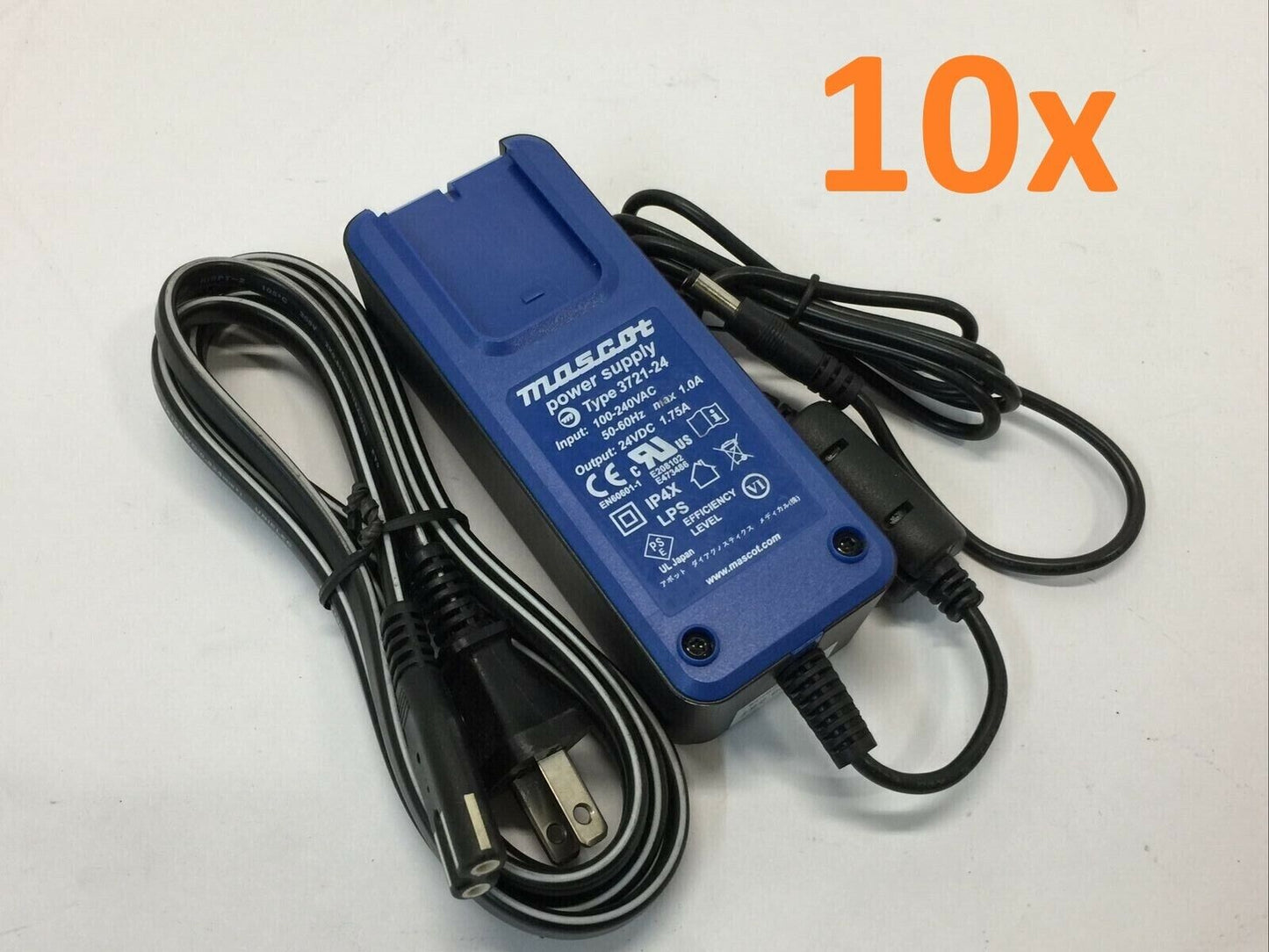 Lot of 10 - Mascot 24V DC 1.75A Power Supply AC Adapter 100-240VAC 3721-24 5.5mm