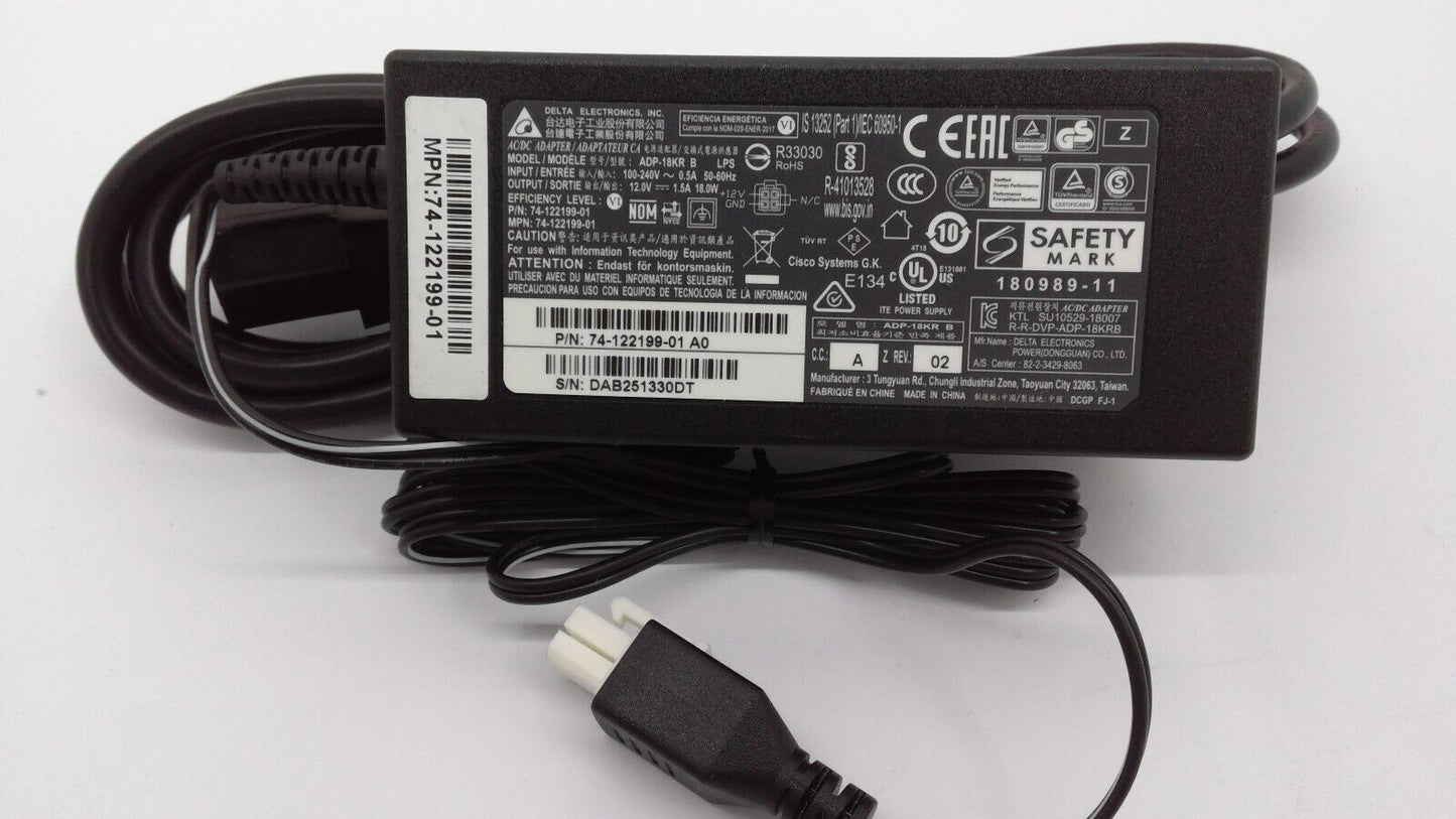 Genuine Delta ADP-18KR B 4-Pin 18W AC Power Adapter 12V 1.5A 74-122199-01 A0