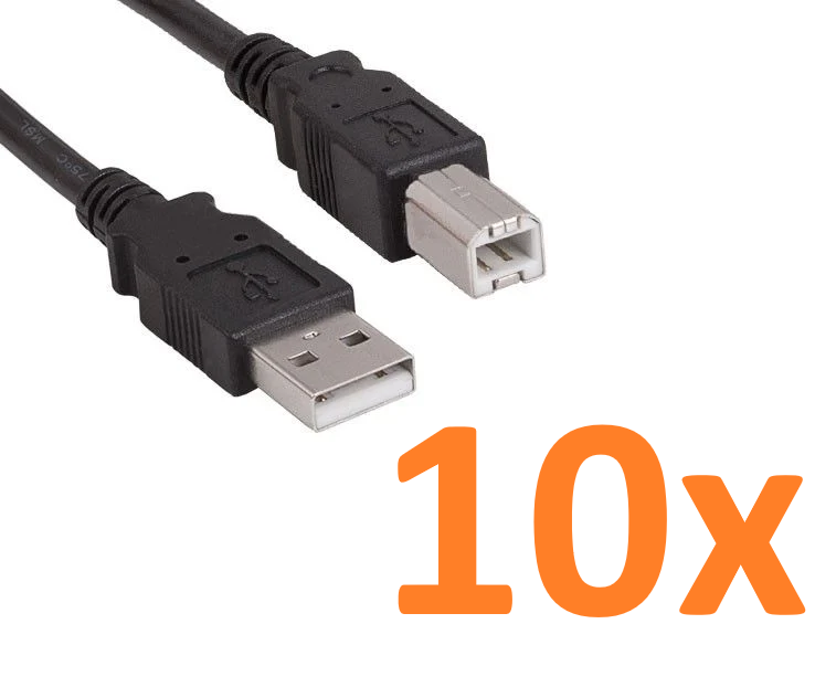 Lot of 10 - USB A to B Zebra HP Brother Canon Epson Devices Printer Cable 5 ft.