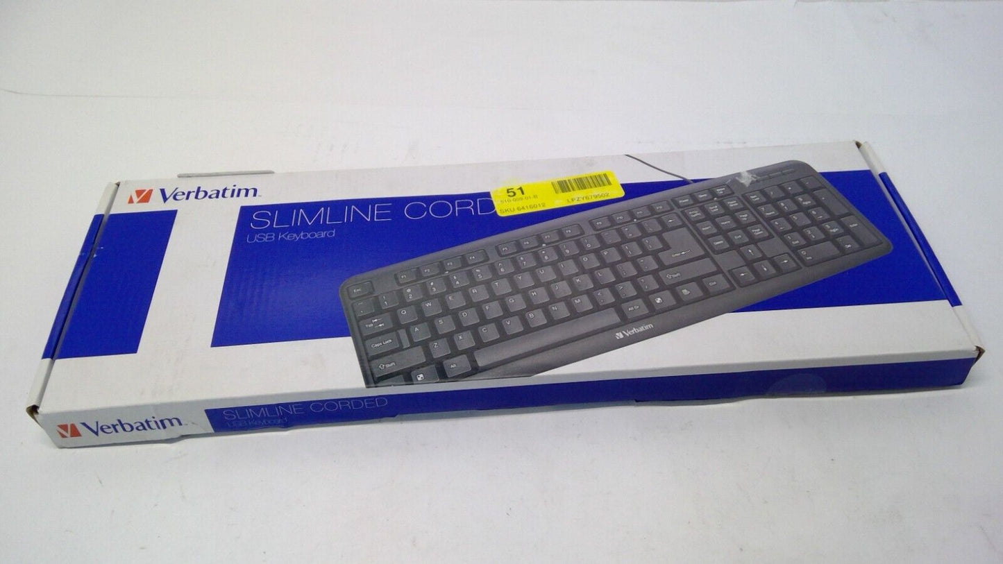 Verbatim 99201 Black Slimline Wired Corded USB PC/Mac Computer Keyboard