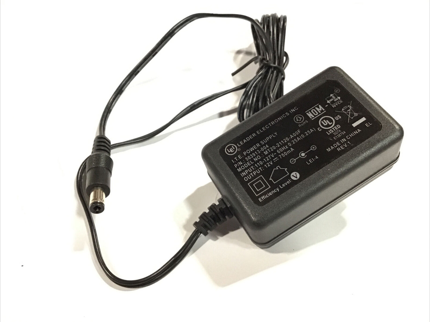 LEI Leader 503913-004 12V 750mA  Power Supply Adapter MT20-21120-A00F AC to DC