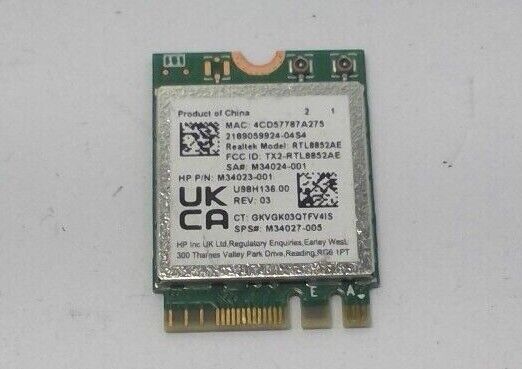 HP 17-CP0056NR laptop Realtek RTL8852AE Wireless card M34023-001