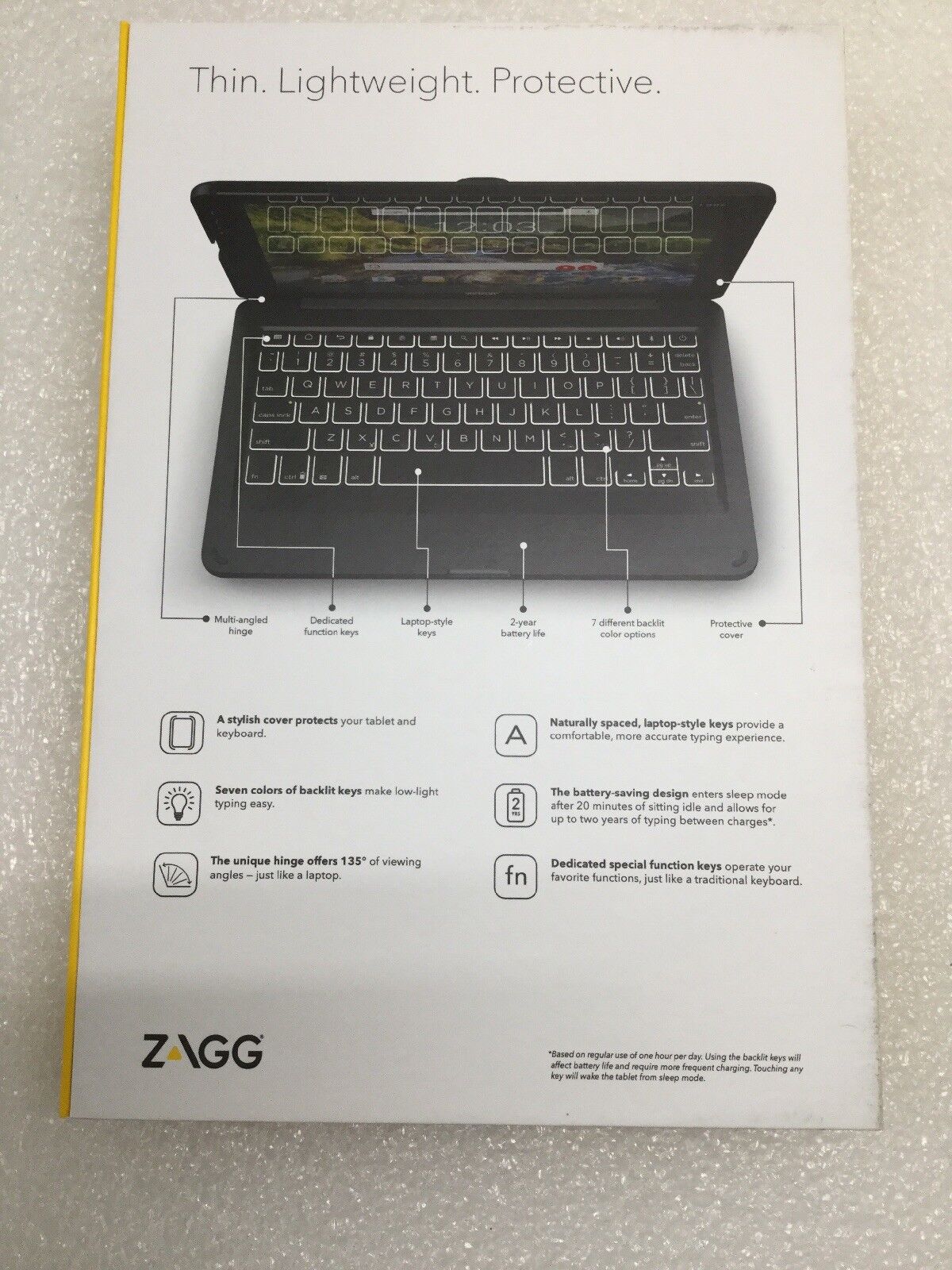 ZAGG Folio Series Wireless Tablet Keyboard and Case for Ellipsis 10 HD - NEW