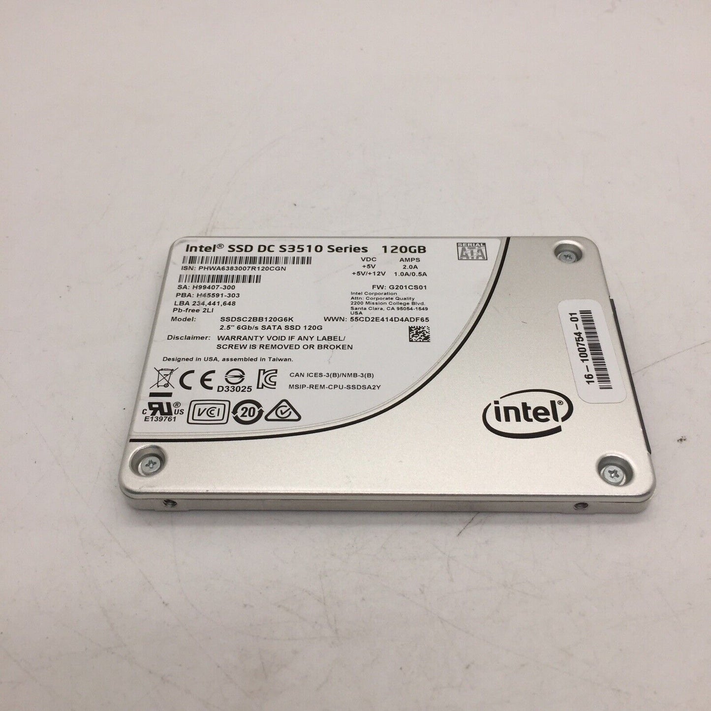 Intel SSDSC2BB120G6K 120GB 2.5" SATA 6Gbps SSD Solid State Drive