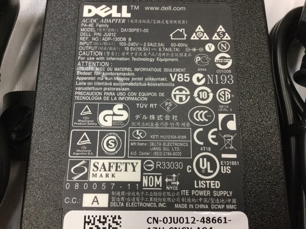 Lot of 10 - DELL 130W PA-4E AC Adapter DA130PE1-00 FA130PE1-00 LA130PM121