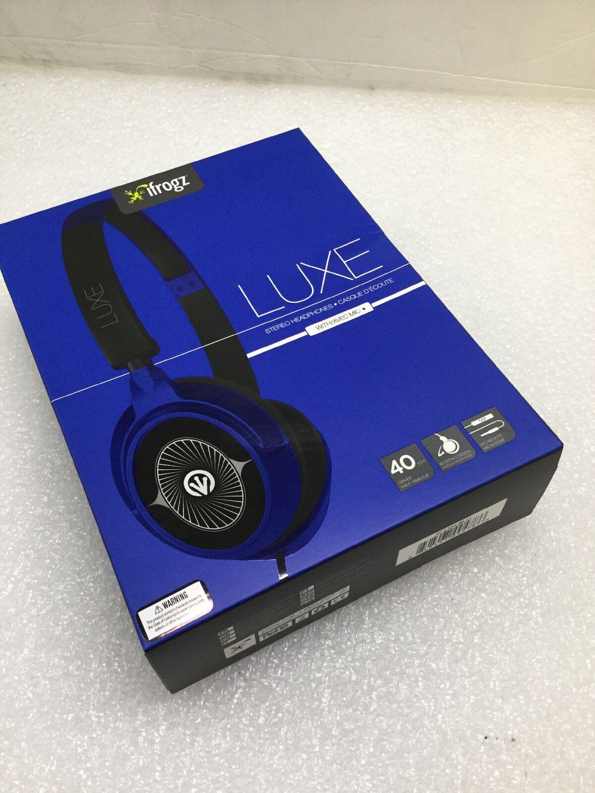 NEW iFrogz Luxe Stereo Head phones Headset Microphone Mic/Remote Earbud - Blue