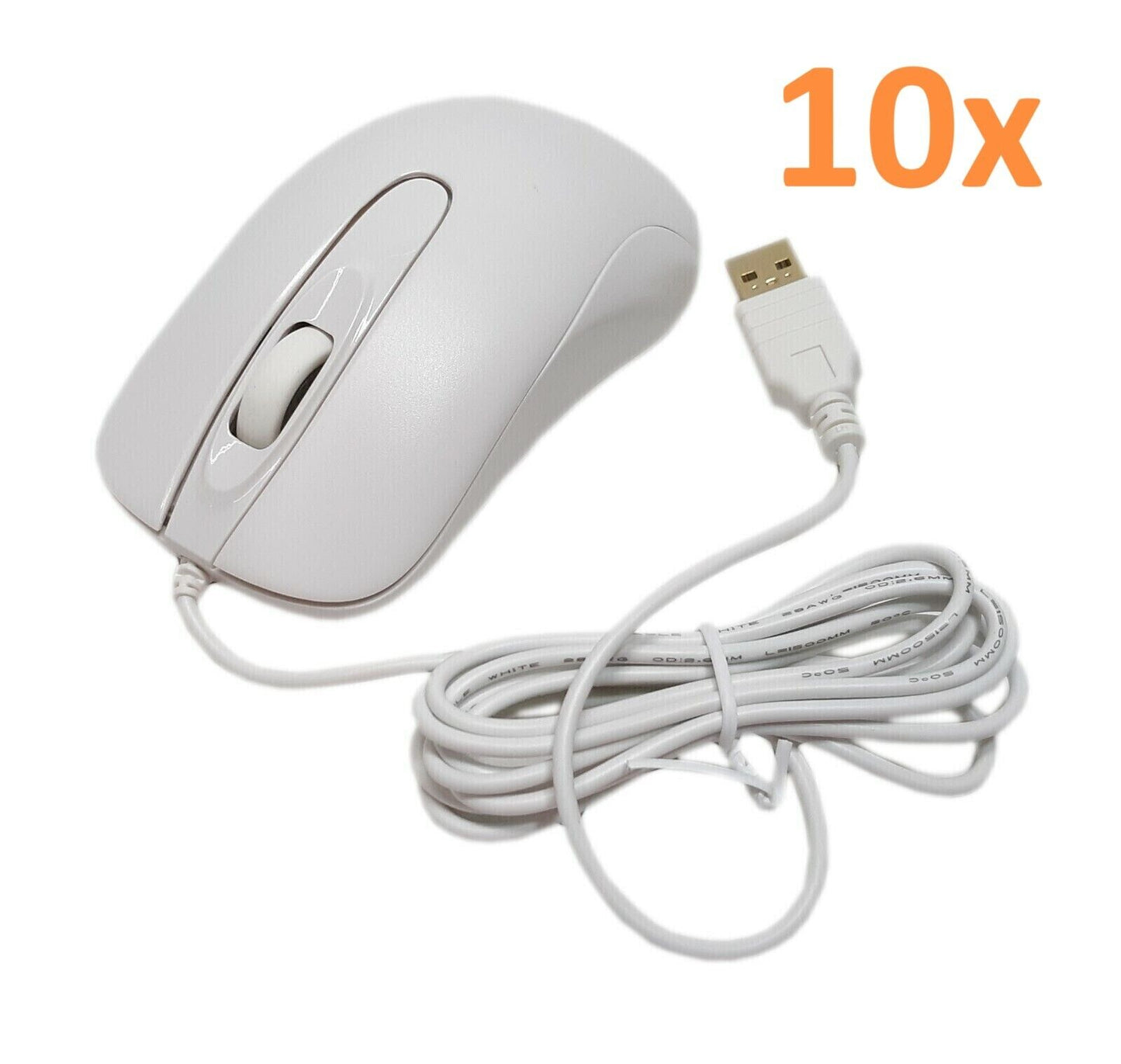 Lot of 10 - HP USB Wired Mouse Scroll Optical White 926943-001 927233-001