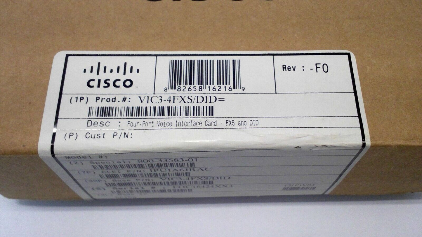 CISCO VIC3-4FXS/DID 4-Port 3rdGen Voice-Fax Analog DID Interface Card NEW