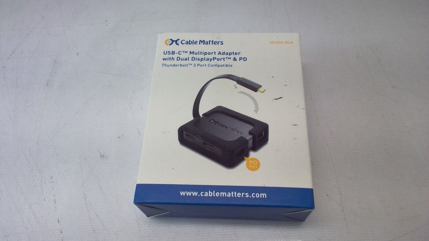 Cable Matters USB-C Multiport Adapter with Dual DisplayPort & PD - 201055-BLK