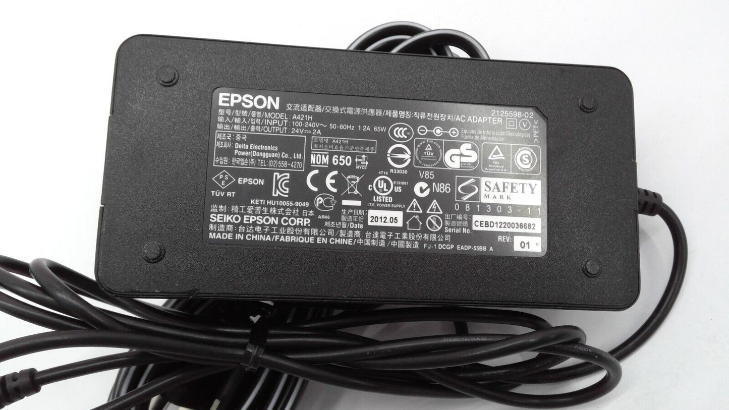 Genuine Epson A421H AC Adapter 24V 2A 65W Power Supply W/Cord