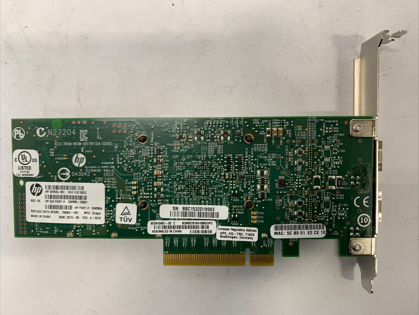 HP CN1100R Dual Port 10GB SFP+ Converged Network Adapter HSTNS-BN88 706801-001