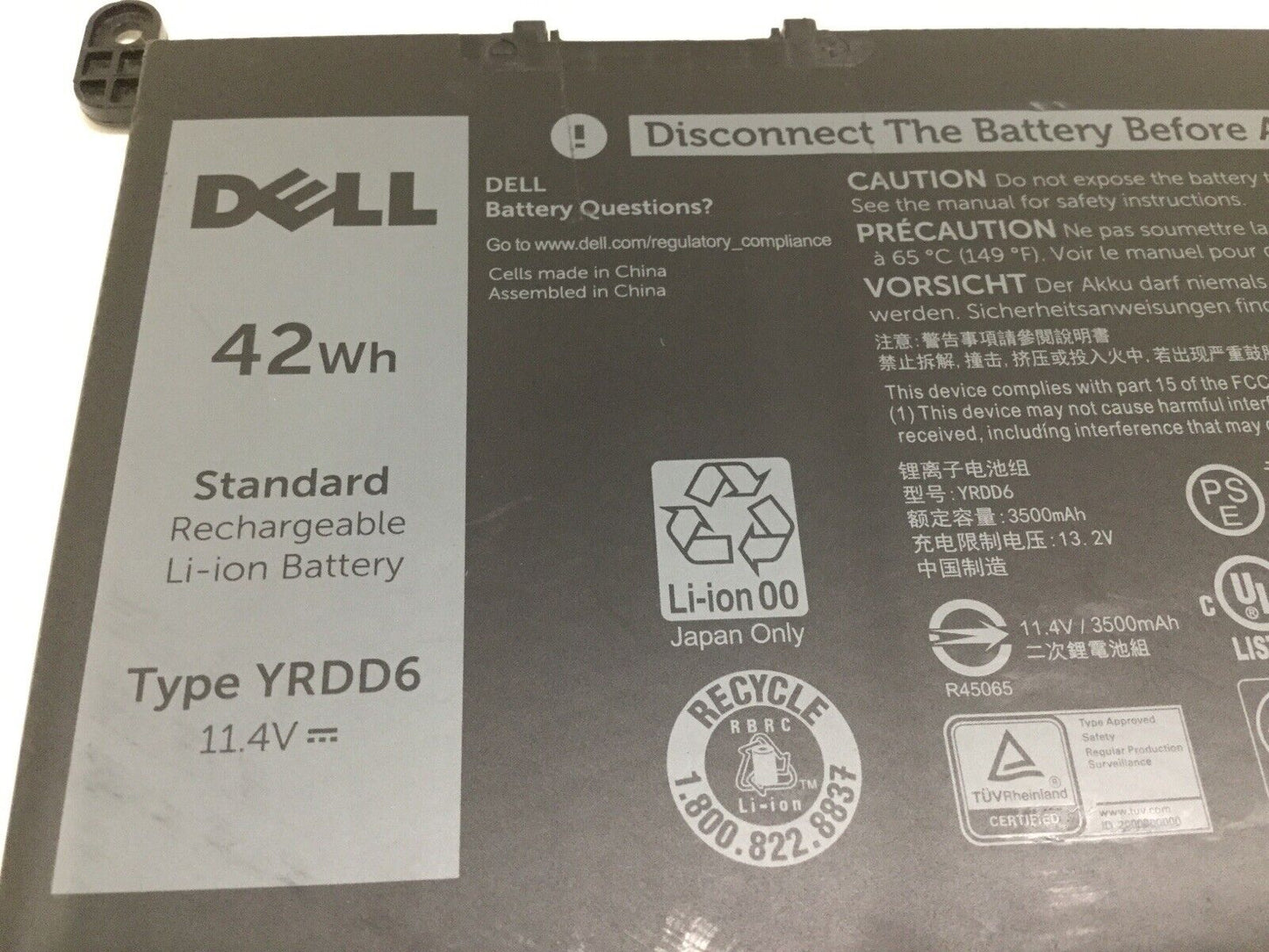 Genuine Dell Inspiron 3583 11.4V 42Wh 3500mAh Laptop Battery YRDD6 1VX1H