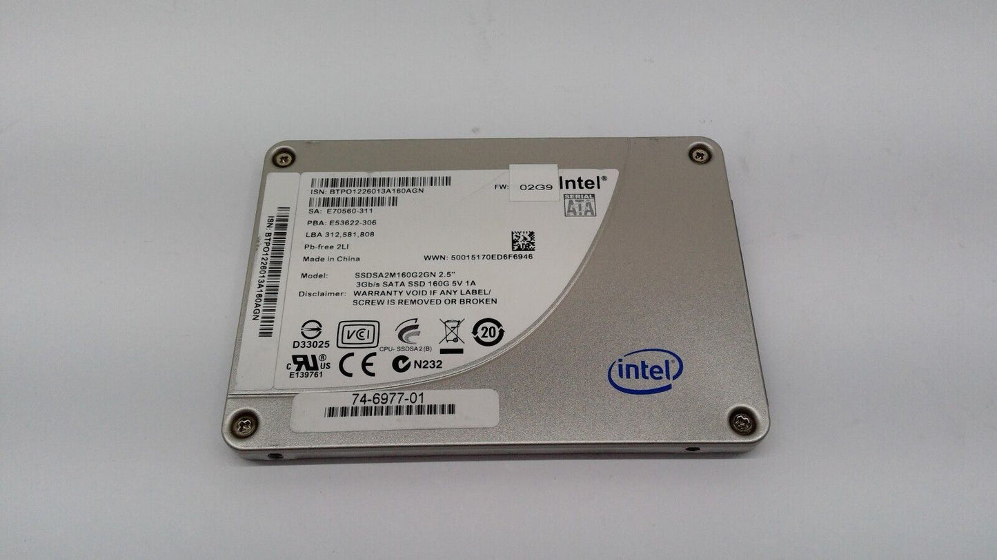 Intel 160GB SSD SATA SSDSA2M160G2GN 2.5" SOLID STATE DRIVE | 5V 1A