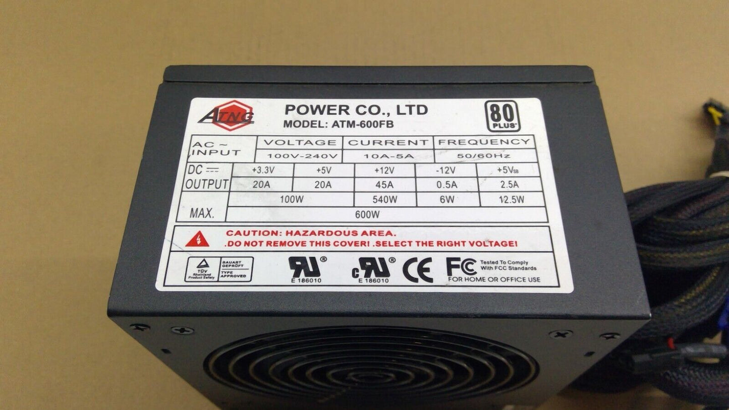 ATNG ATM-600FB 600W ATX PSU Power Supply, 80+