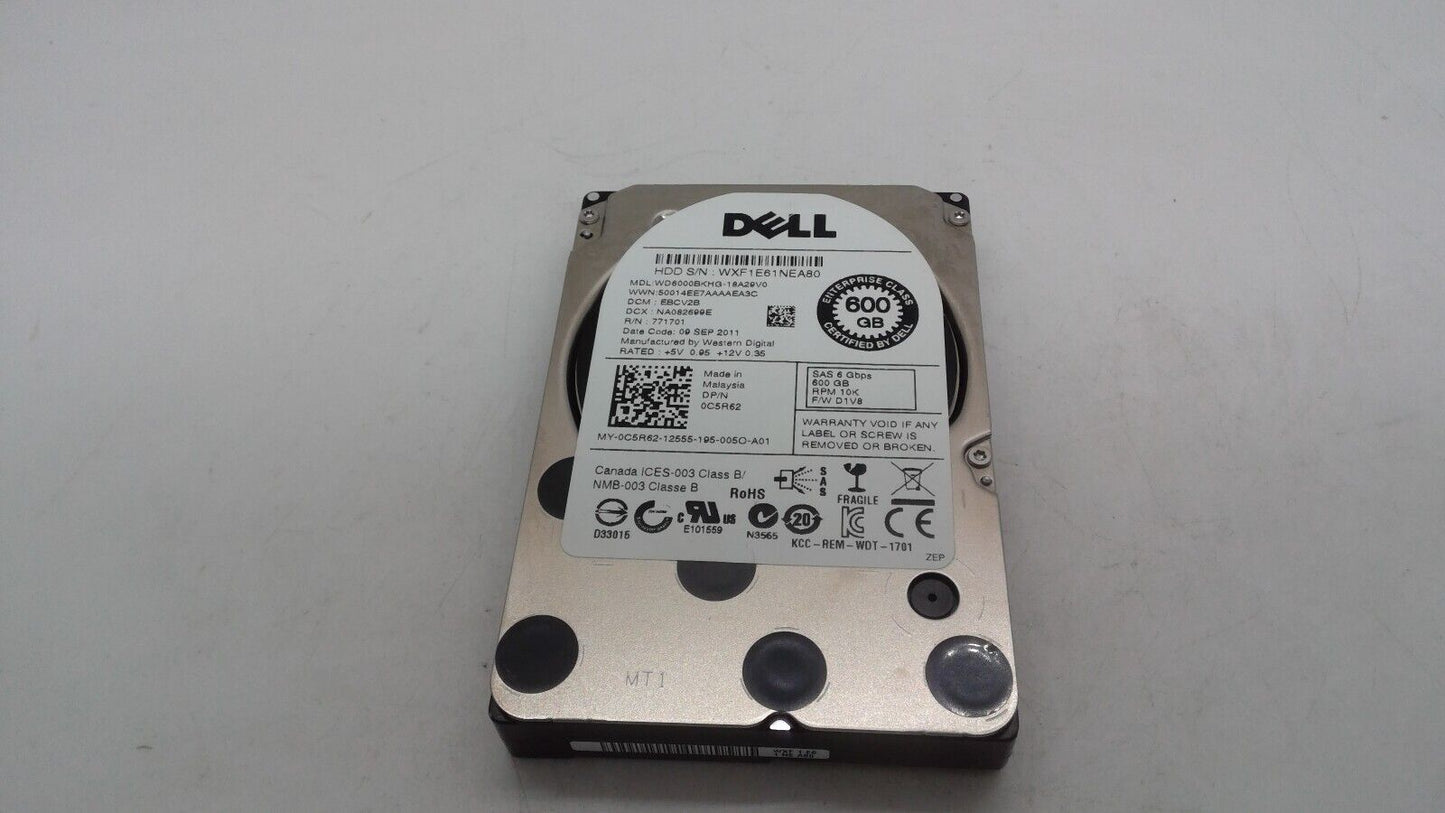 Dell WD6000BKHG-18A29V0 0C5R62 600GB 2.5" SAS 6Gbps 10K RPM  Hard Drive