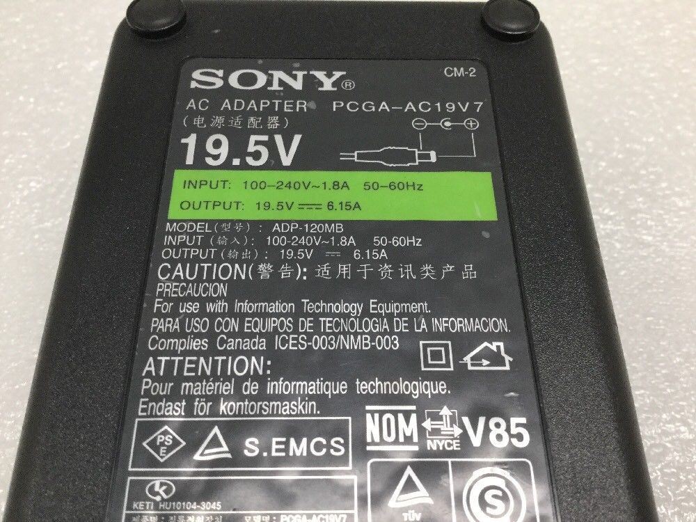 Original Sony VAIO Notebook AC Adapter 120W 19.5V 6.15A ADP-120MB  PCGA-AC19V7