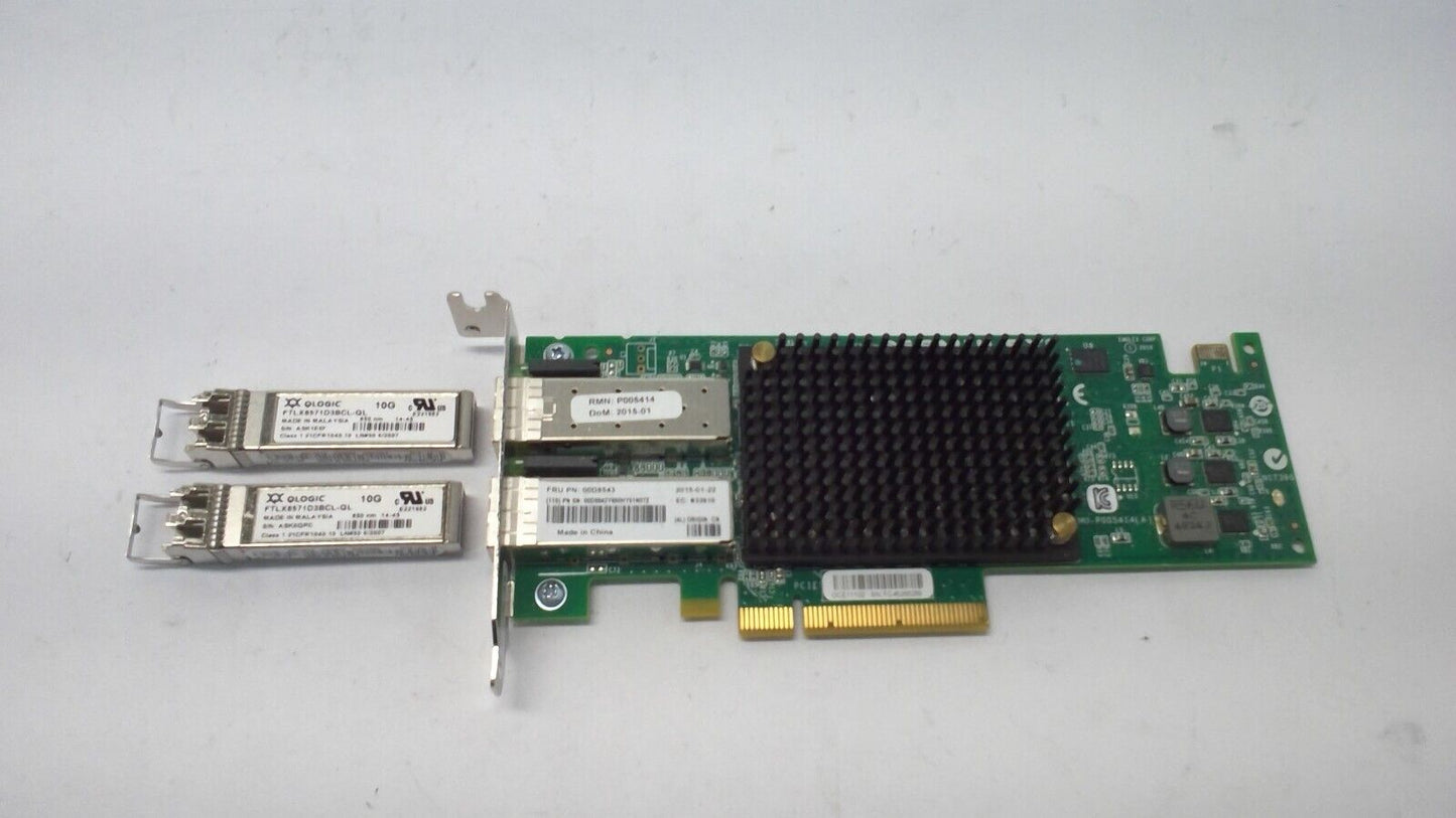 Emulex OCE11102 10GB SFP+ Gigabit Ethernet Server Adapter PCI-e 00D8543 w/2 SFP