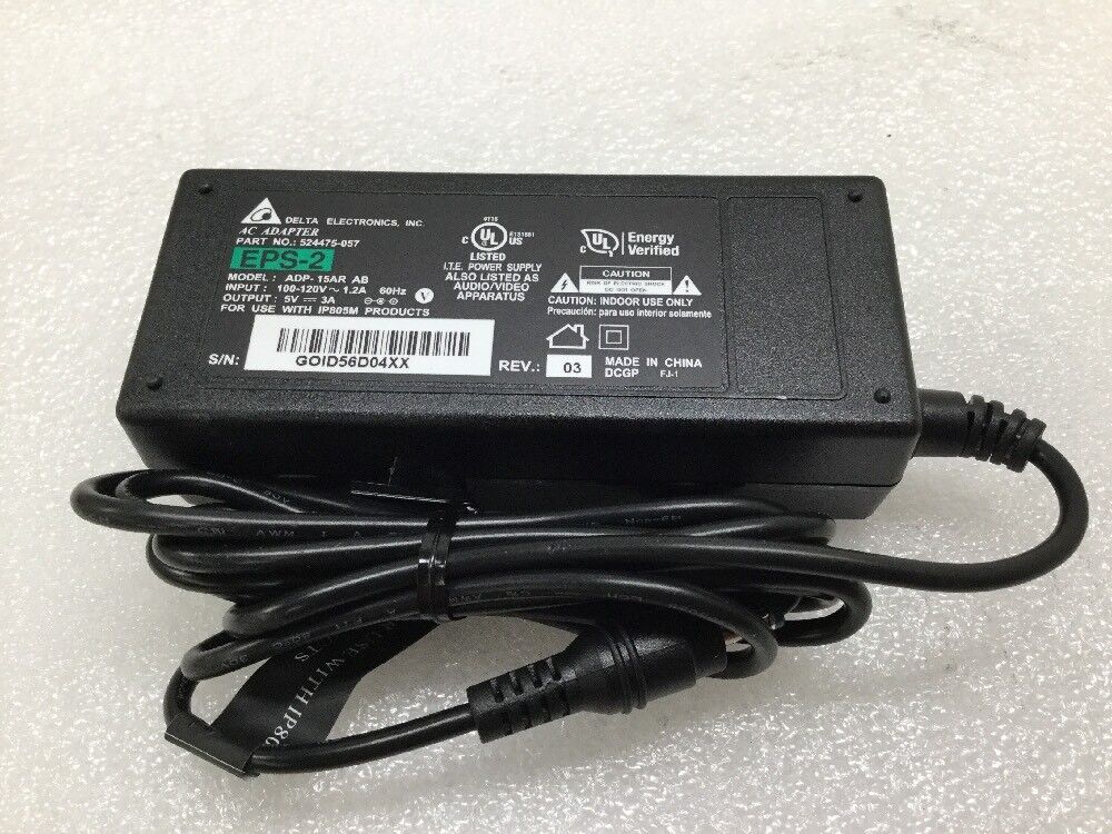 Lot of (5) - Delta 15W 5V 3A ADP-15AR AA AC-DC Power Supply Charger 1.2A EPS-2