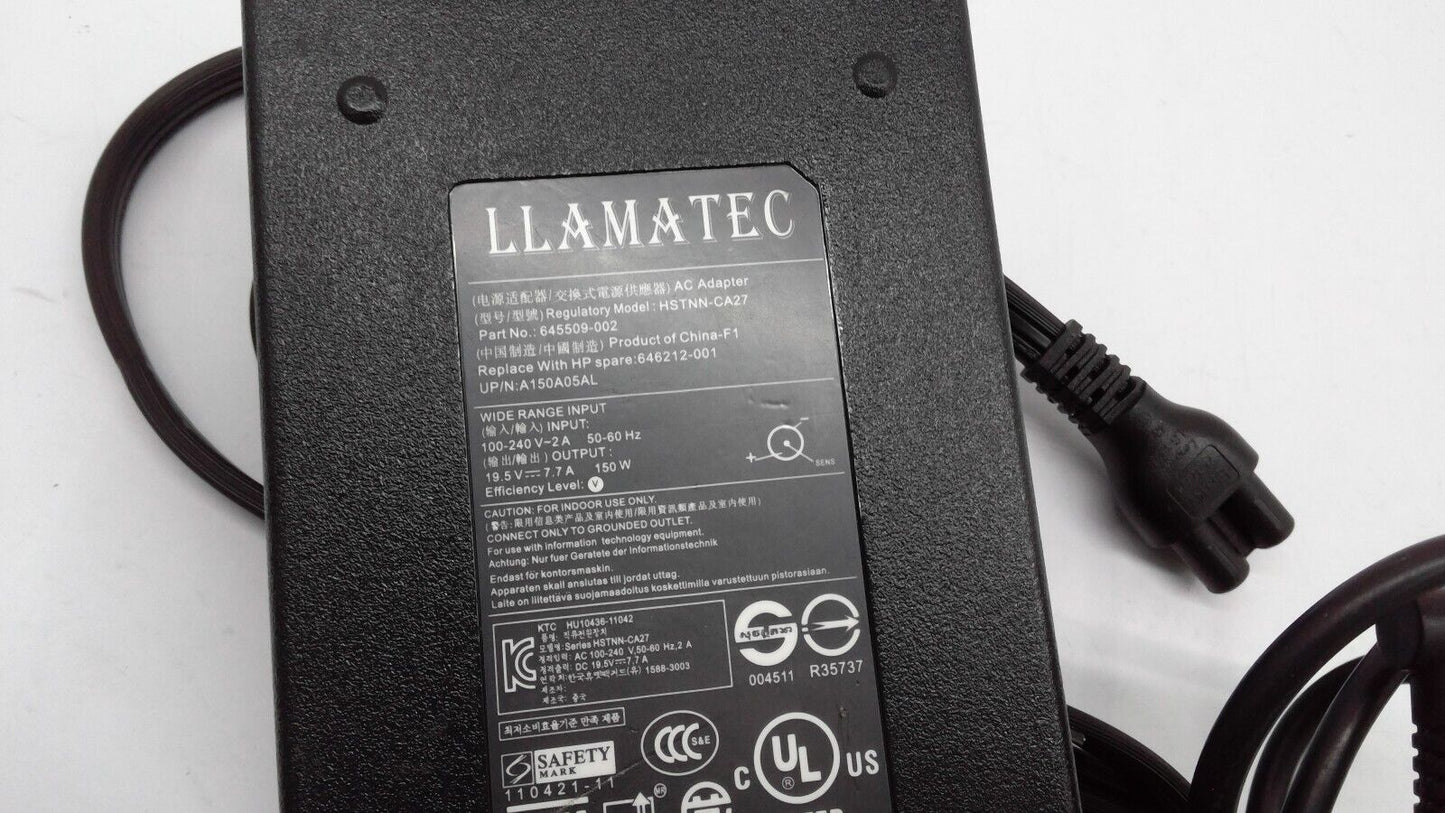 LLAMATEC HSTNN-CA27 19.5V 7.7A 150W AC Adapter Charger 645509-002 Blue Tip