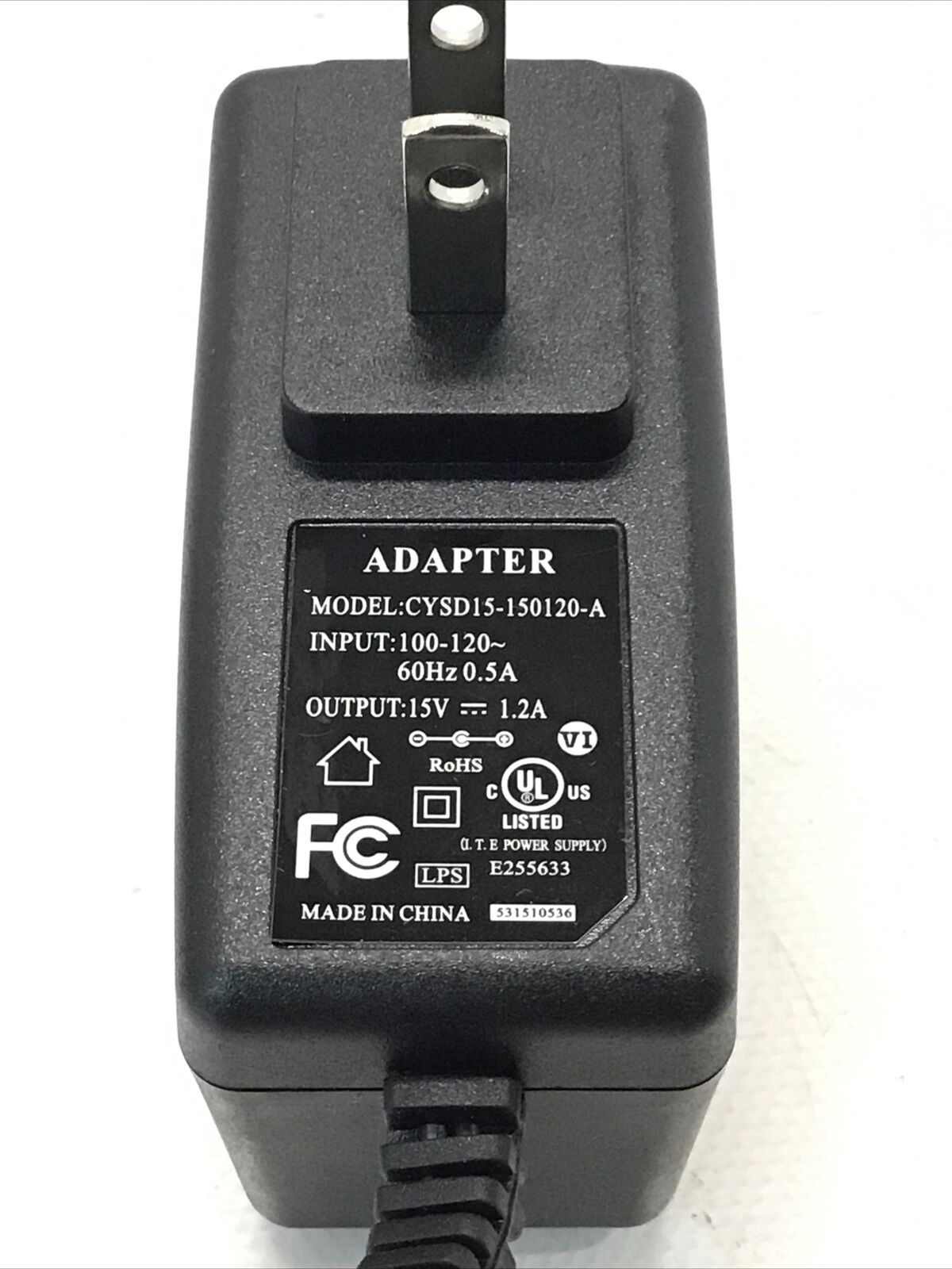 Genuine 15V 1.2A Charger AC Adapter Switching Power Supply CYSD15-150120-A 5.0mm