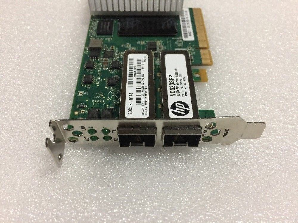 HP NC523SFP Dual-Port 10Gbps PCI-E Adapter 593742-001 Low Porfile Bracket