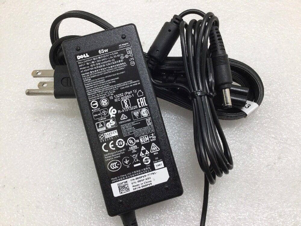 Genuine Dell 65W AC Adapter HA65NS5-00 000PV9 19.5V 00PV9 Power Supply 5.5mm