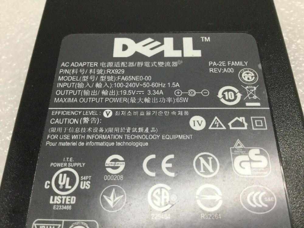 Lot of 10 - Genuine DELL 65W AC Adapter HA65NE1-00 LA65NE1-00 FA65NE1-00 PA-2E