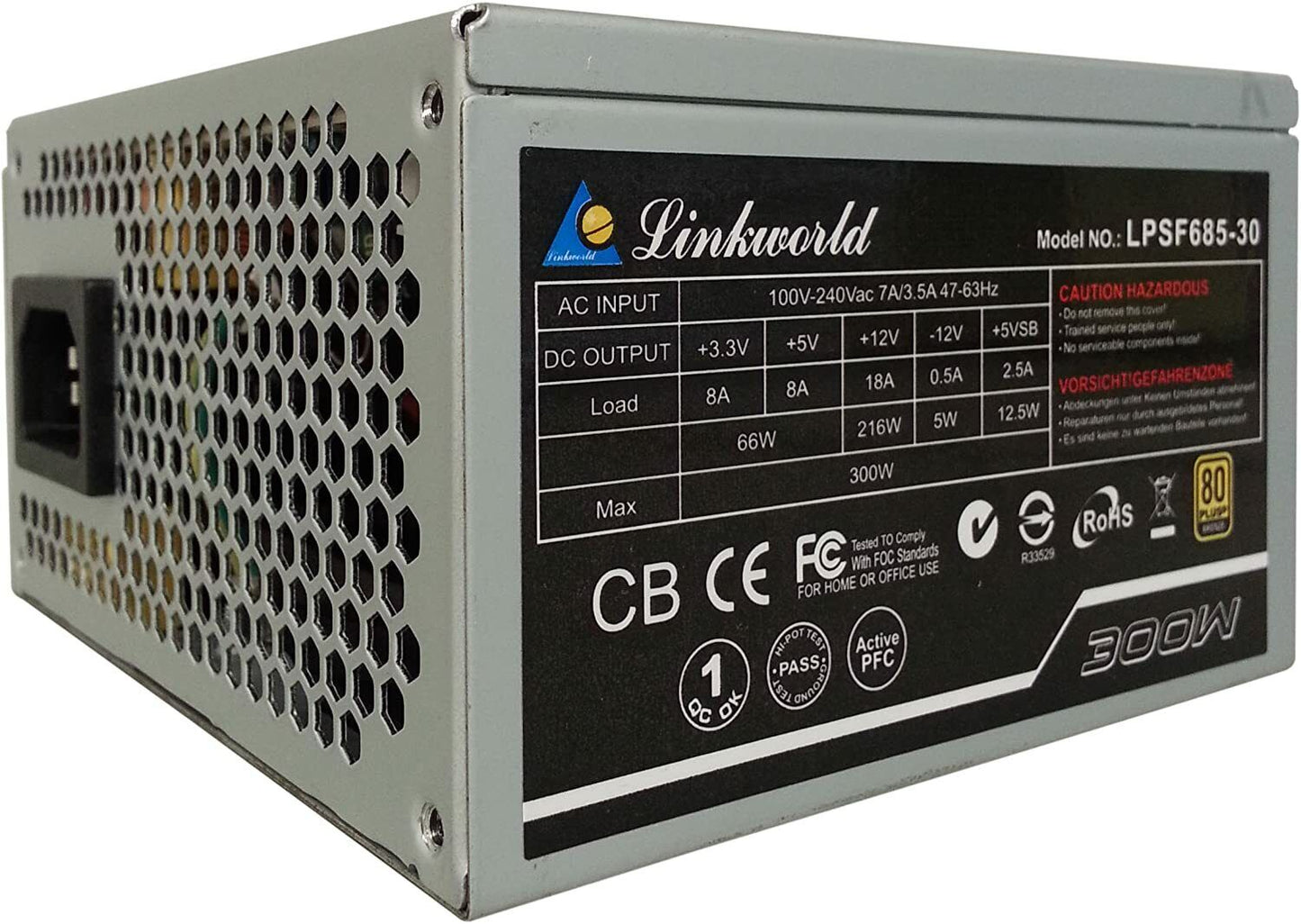 Linkworld 300W SFX Power Supply 80+ Bronze LPSF685-30 Dual PCI-E 6-Pin