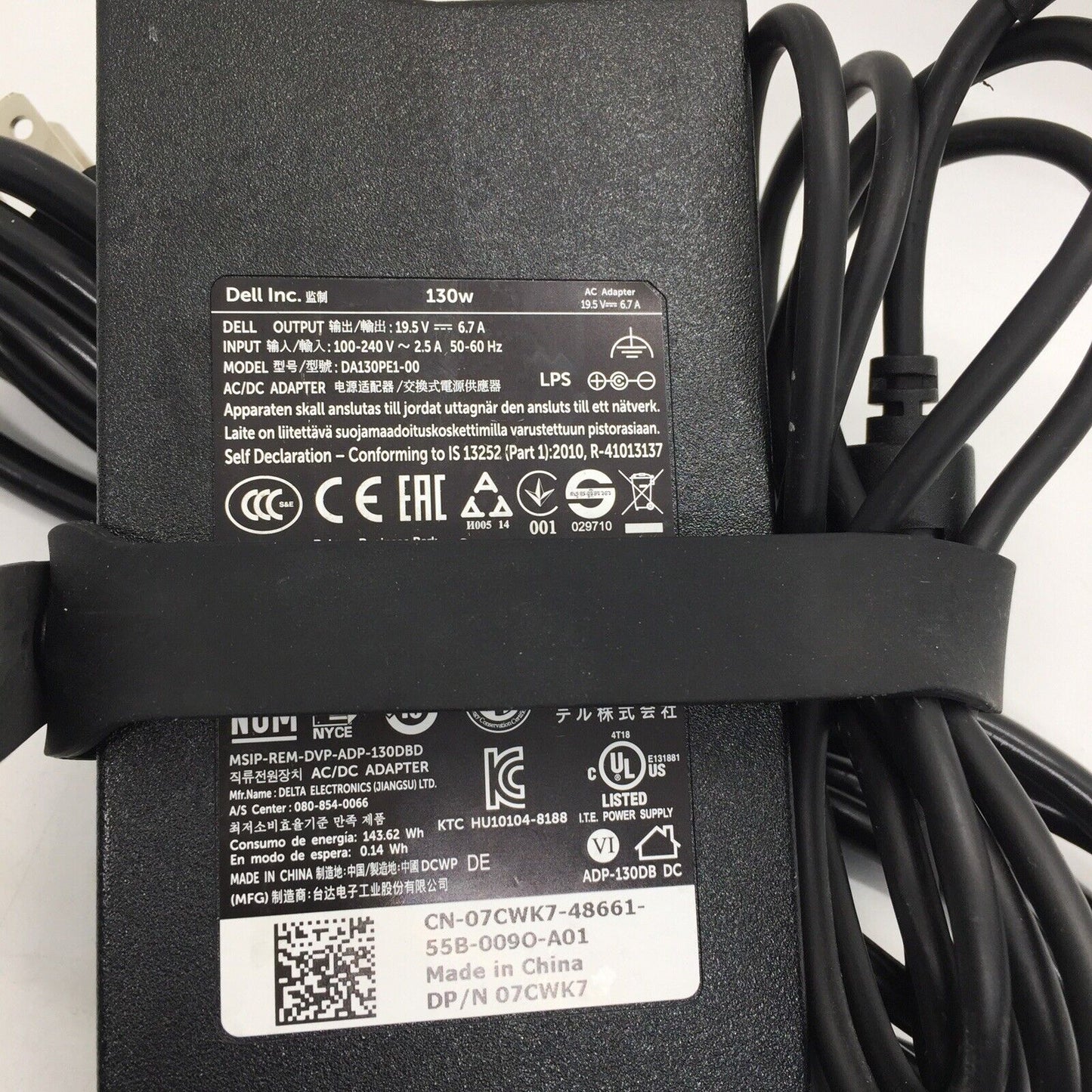 Dell Genuine 130W AC Adapter 4.5mm x 3.0mm Small Tip XPS 15 7590 9530 9550 9570