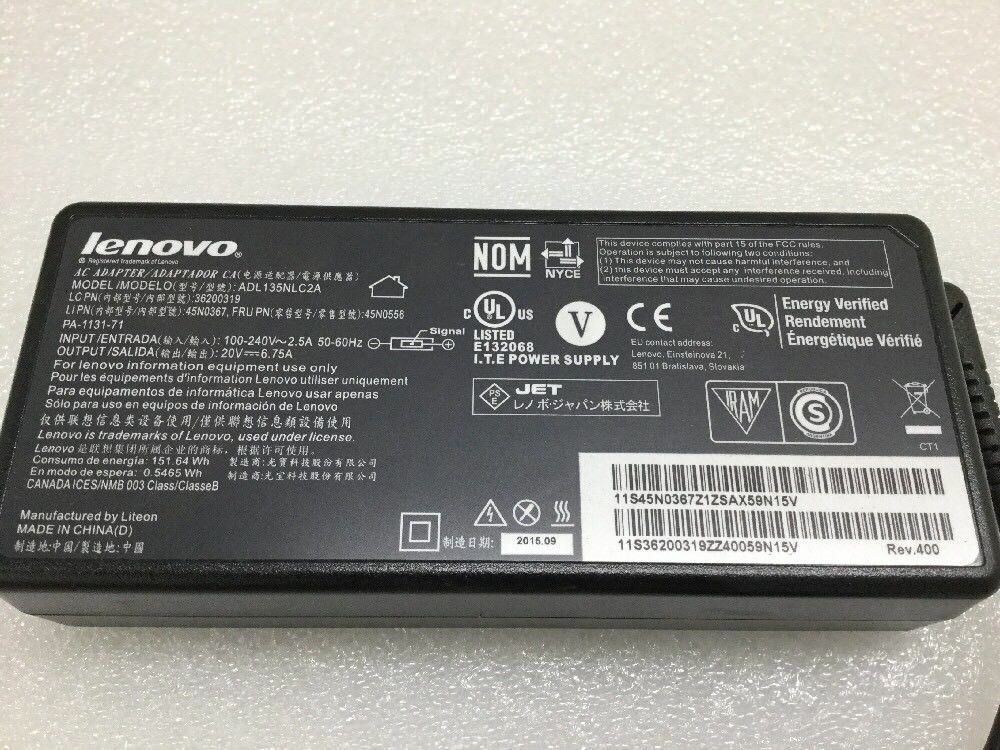 Original LENOVO 135W 20V 6.75A ADL135NLC2A 45N0367 45N0556 AC Adapter Charger