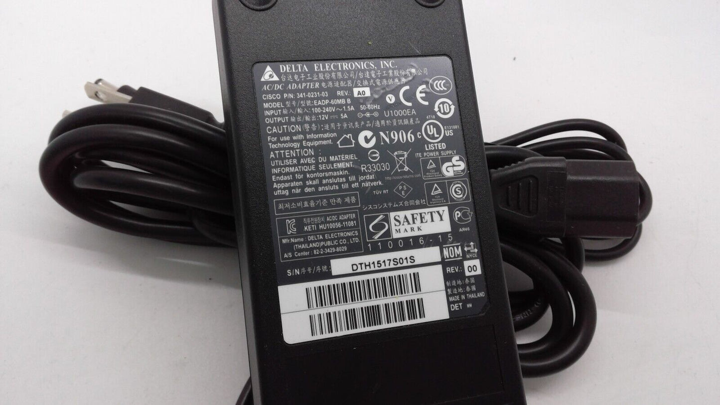 Genuine Delta EADP-60KB B 60W Laptop AC Adapter 341-0231-02 12V 5A OEM W/Cord