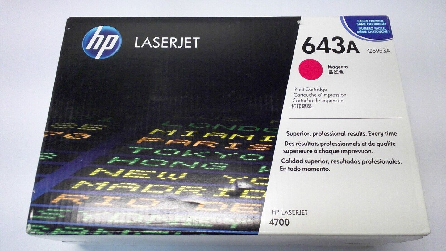 HP Q5953A 643A Magenta Toner Cartridge, Standard Color LaserJet 4700 Sealed