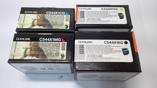 4 Genuine Lexmark C544X1MG C544X1KG C544X1CG C540H1YG Sealed